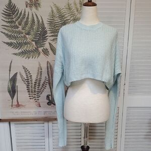 Ardene Soft Aqua Blue Cropped  Knit Top